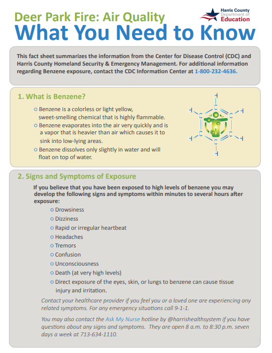 Image of the Deer Park Fire: Air Quality factsheet. 